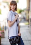 Фото Кожаная плетеная женская сумка Пазл S угольно-черная